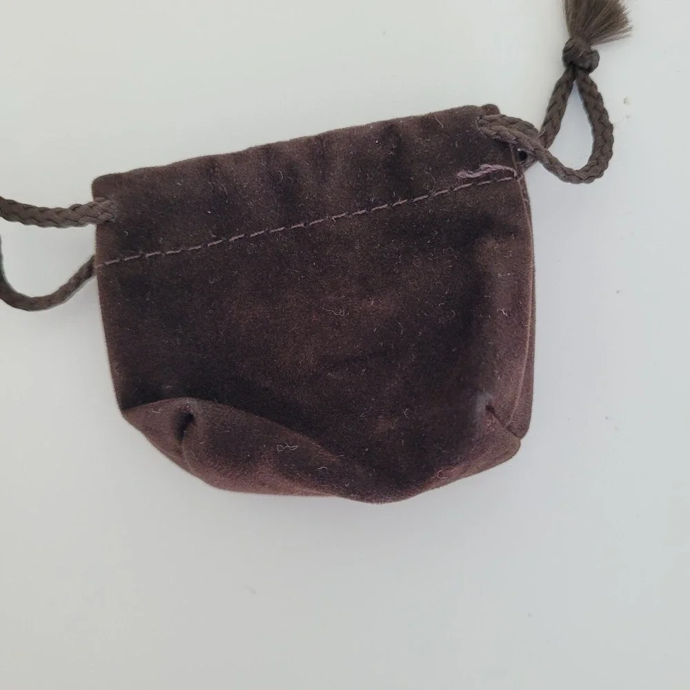 Hermes Paris Mini Brown Velvet Jewelry Pouch Drawstring Dust Bag Small Accessory